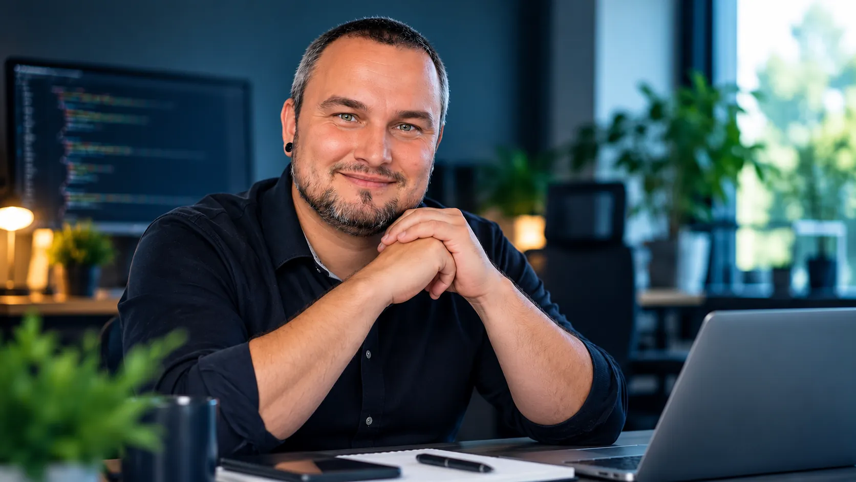 Marco Schäfer, Inhaber von Webentwicklung Schäfer, an seinem Arbeitsplatz.